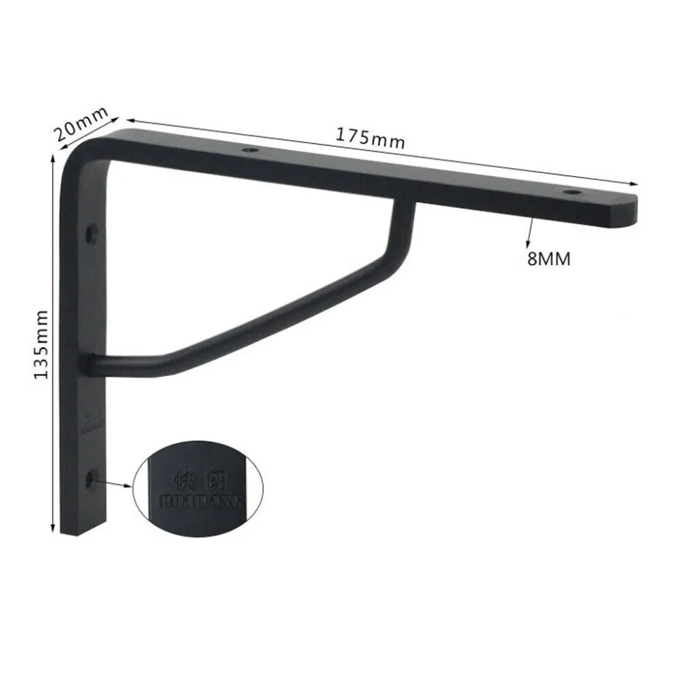 175mm Black 2 шт Серебряный/Черный твердый алюминиевый кронштейн для полки шкафа, аксессуары - Цвет: 175mm Black