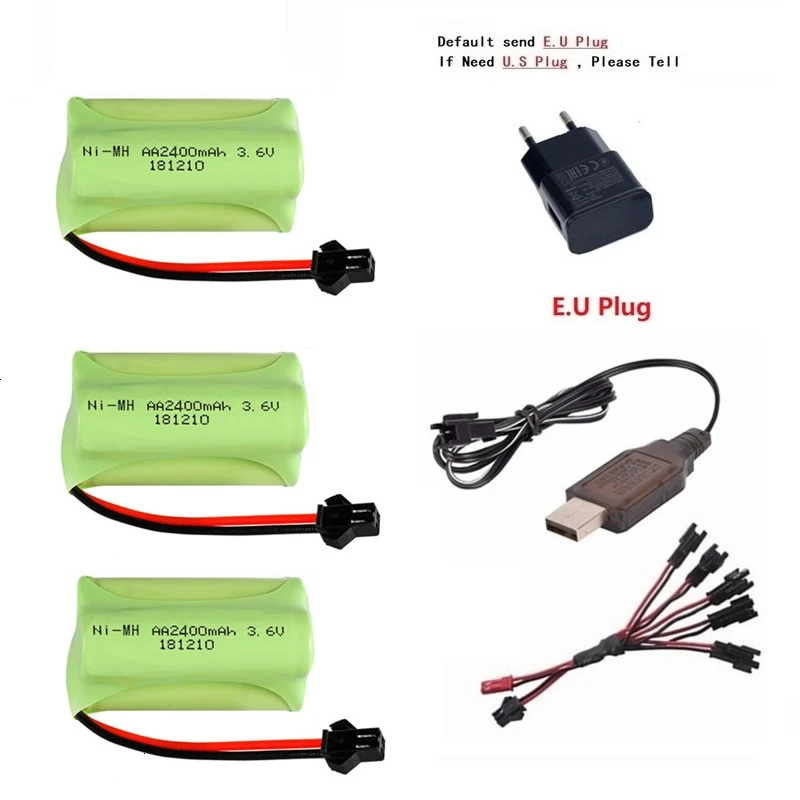 T модель) Ni-MH 3,6 V 2400mah батарея+ 3,6 v зарядное устройство для Rc игрушечного автомобиля Танк Поезд Робот Лодка пистолет AA 3,6 v перезаряжаемый аккумулятор - Цвет: Pinkish Grey