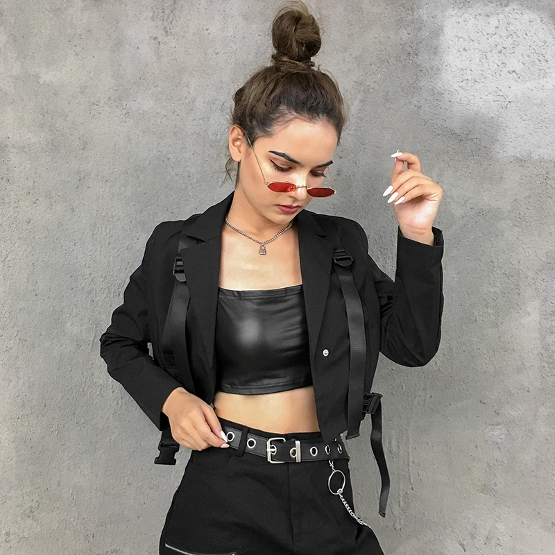 IAMHOTTY ленты сумка Пряжка модный Блейзер Женский Негро свободный длинный рукав женский Блейзер Mujer высокий уличный однотонный костюм куртка для женщин
