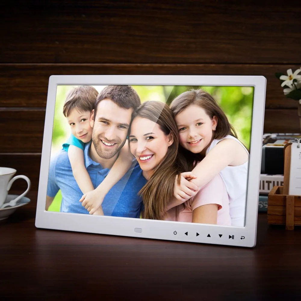12 inch LED 1200*800 Electronic Frame Front Touch Buttons Pictures Music Porta Retrato Marco De Fotos MP3 Video Built-in Speaker