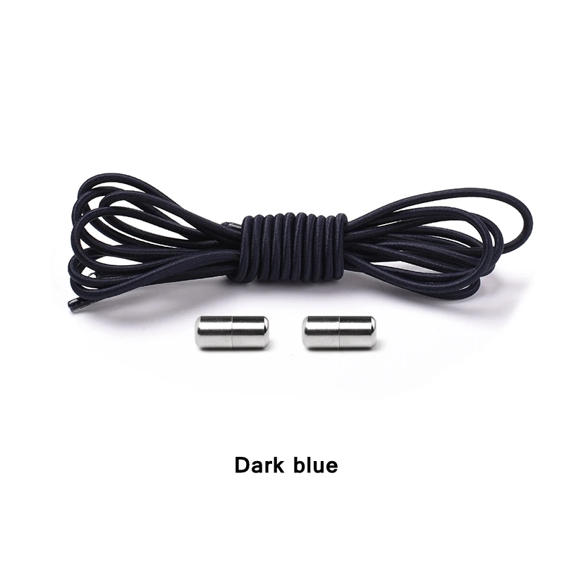 Dake blue 1 пара, 25 цветов, эластичные фиксирующие шнурки, Круглые, без завязок, шнурки для обуви, для детей и взрослых, быстро тянущиеся кроссовки, шнурки для обуви, шнурки для шнурков - Цвет: Dake blue