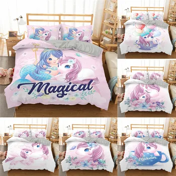 

Homesky Unicorn Bedding Set for Kids/Baby/Child/Boy/Girl 3D Cartoon Cute Duvet Cover Set Twin Full Bed Linen Set Bedspreads