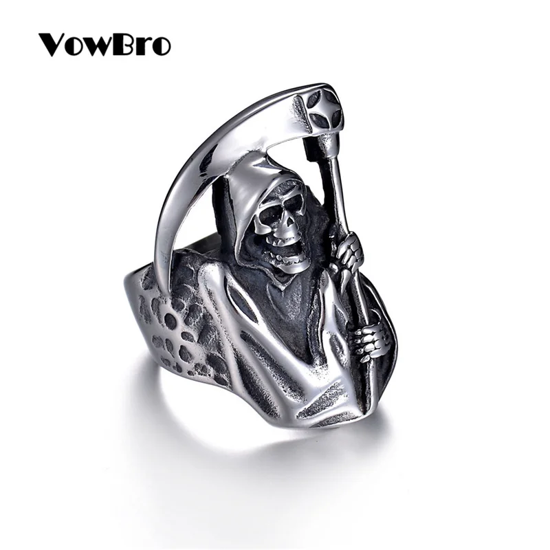 Мужские титановые кольца VowBro God of Death из нержавеющей стали модное Ювелирное