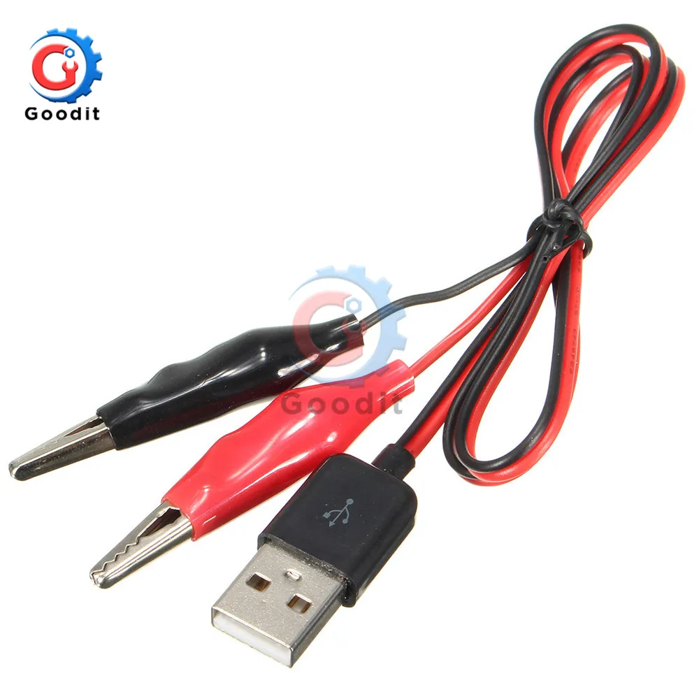 Alligator Test Clips Clamp to USB Male Connector Power Supply Adapter 60cm Cable 