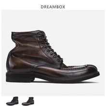 Рабочие ботинки мужские кожаные ботинки с высоким берцем Винтажные ботинки в байкерском стиле «дезерты» в стиле «старый коричневый» кожаные мужские Ботинки martin с 8 отверстиями fas