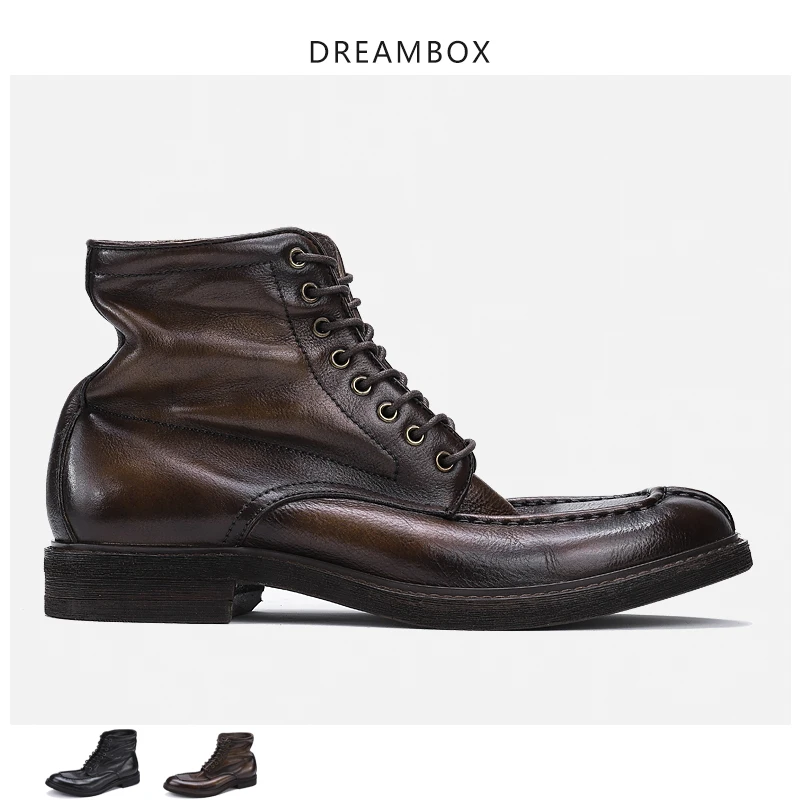 Рабочие ботинки мужские кожаные с высоким берцем Винтажные в байкерском стиле