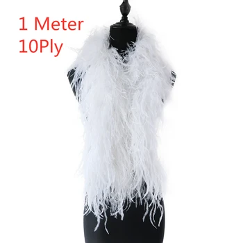 

1 Meter 10Ply White Ostrich Feather Boa Clothing Sewing Scarf Wedding Dress Decoration feather Shawl Plumes