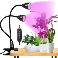 LED Grow Light USB Phyto Lamp Full Spectrum With Control Phytolamp For Plants Seedlings Flower Dual Head Desk Clip Plant Light