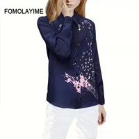 Women Blouses 2020 High Quality Fashion Shirts Long Sleeve Printed Beaded Shirt Blouse