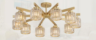 Golden 10 light Скандинавский светильник, роскошный хрустальный светильник для гостиной, спальни, столовой, люстра, атмосфера, хрустальная люстра, светильник постмодернистская лампа - Цвет абажура: Golden 10 light