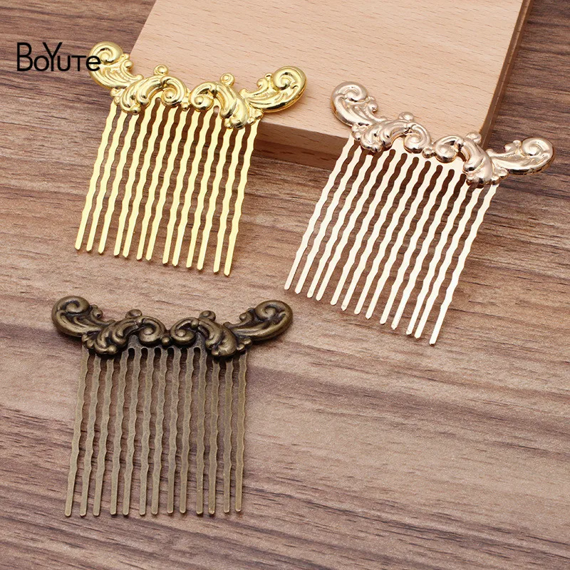 09484 BoYuTe(10 шт./лот) 87*66 мм металлическая латунная филигранная Цветочная расческа для волос Тиара винтажные свадебные аксессуары для волос - Цвет: 09484