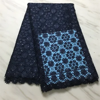 

Gold African Lace Fabric High Quality Nigerian Pure cotton Embroidery with Rhinestone French Net Lace Fabric for Women 5yards