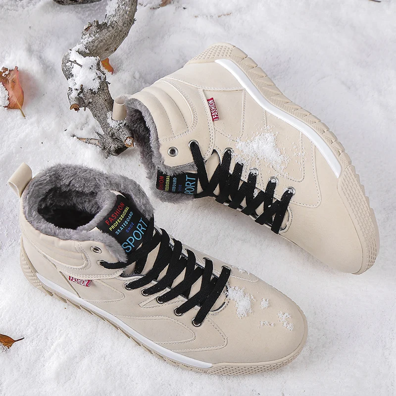 Winter Boots Men High-top Water-resistant Cotton Shoes Male Plus Velvet Warm Couple Snow Boots Northeast Outdoor Casual Shoes