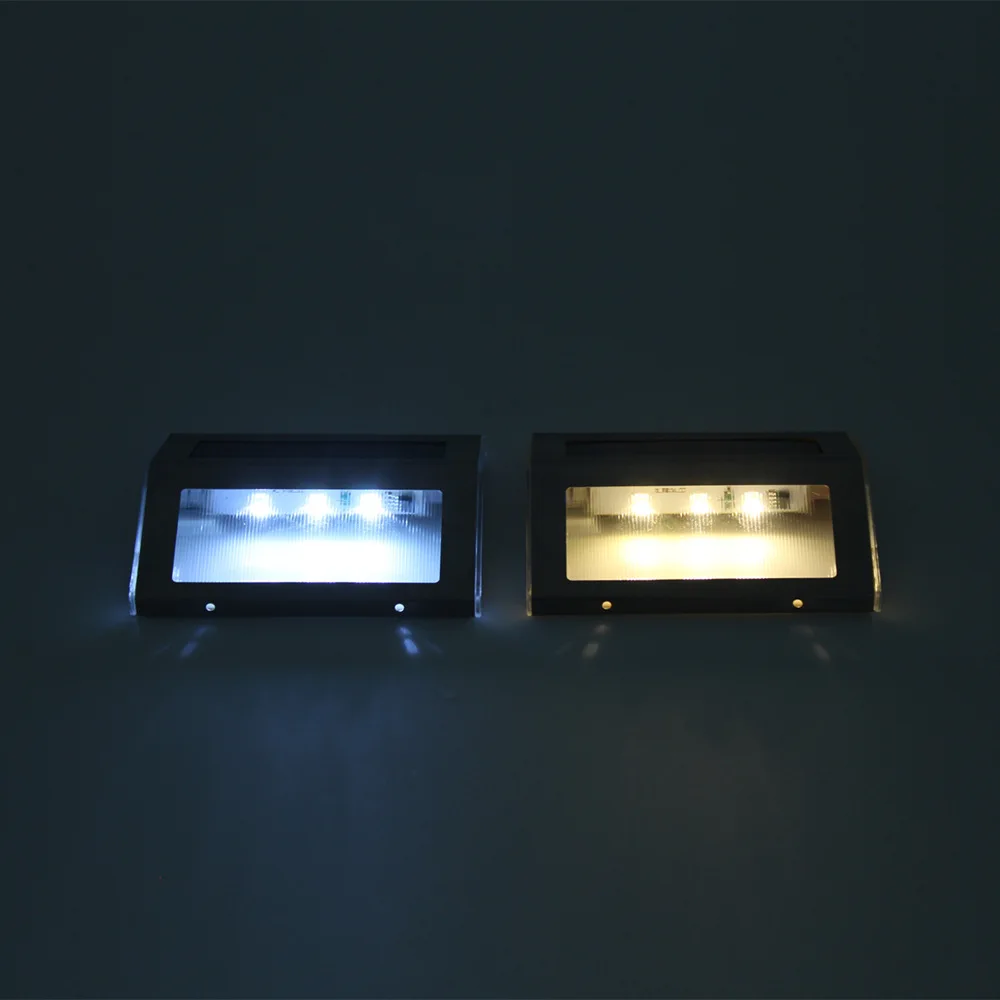 Amazon Горячая Солнечная Лампа 3LED из нержавеющей стали Солнечная Лестница свет водонепроницаемый Пейзаж Солнечная настенная лампа