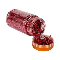 Luxurious Metallic Leaf Flakes for Artistic Crafts and Decor - Gold, Silver, Copper Foil Fragments (3g) (Red)