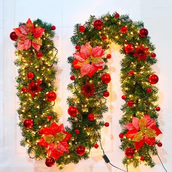 

Hot Selling 2.7M Christmas Decor Bar Tops Ribbon Garland Christmas Tree Ornaments White Dark Green Cane Tinsel Party Supplies 1