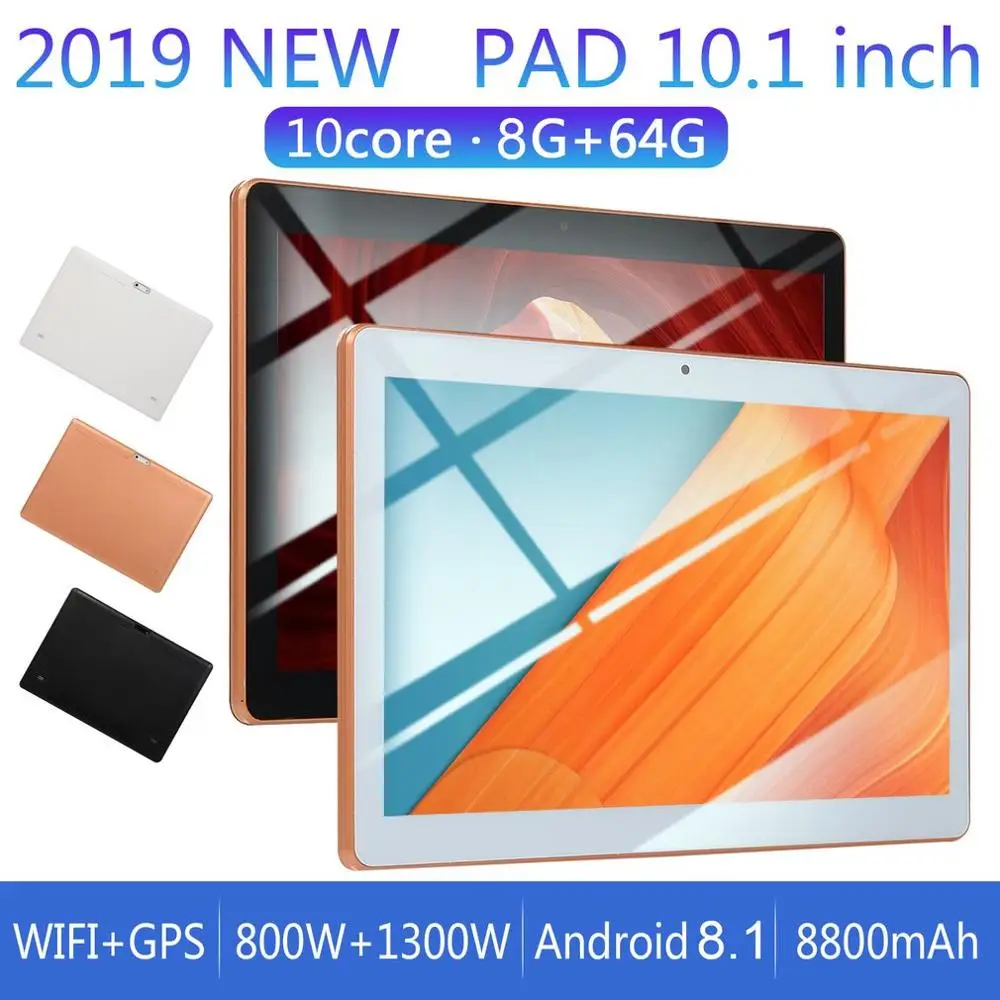 KT107 круглый планшет 10,1 дюймов HD большой экран Android 8,10 версия модный портативный планшет 8G+ 64G белый планшет