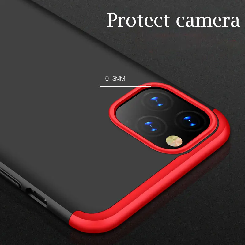 360 градусов чехол для Apple iphone 11 Pro Max чехол 3 в 1 Жесткий PC защита матовый чехол для iphone 11 Pro Max чехол для телефона