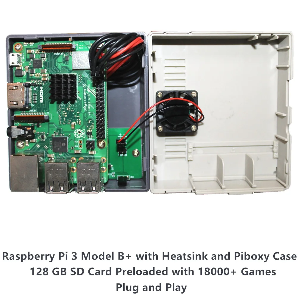 Raspberry Pi 3B+(B Plus) аркадный полный комплект 128 ГБ sd-карта с 18000+ классические игры аркадная станция эмуляции RetroPie ES ИК-пульт дистанционного управления
