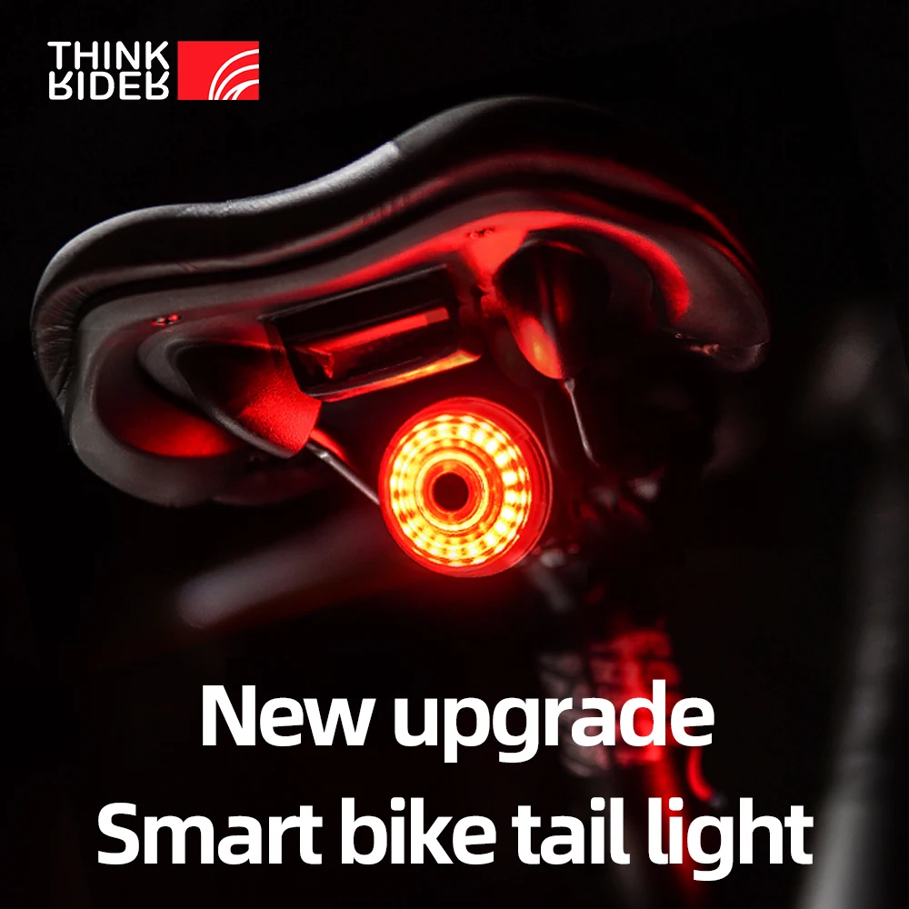 ThinkRider-luz trasera inteligente para bicicleta, con sensor de freno automático, intermitente, carga USB, resistente al agua