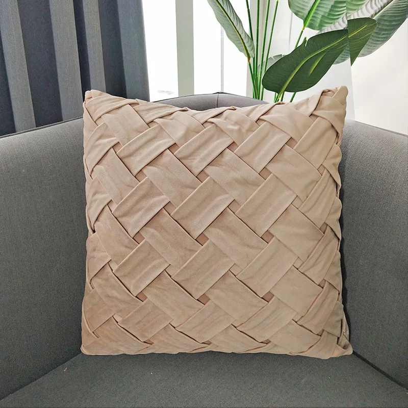 beige Подушка 50x50 1 шт. современный домашний диван-подушка для опоры поясницы наволочка ручной работы короткие плюшевые ботинки автомобиля оффисная декоративная подушка 50x50 см - Цвет: beige