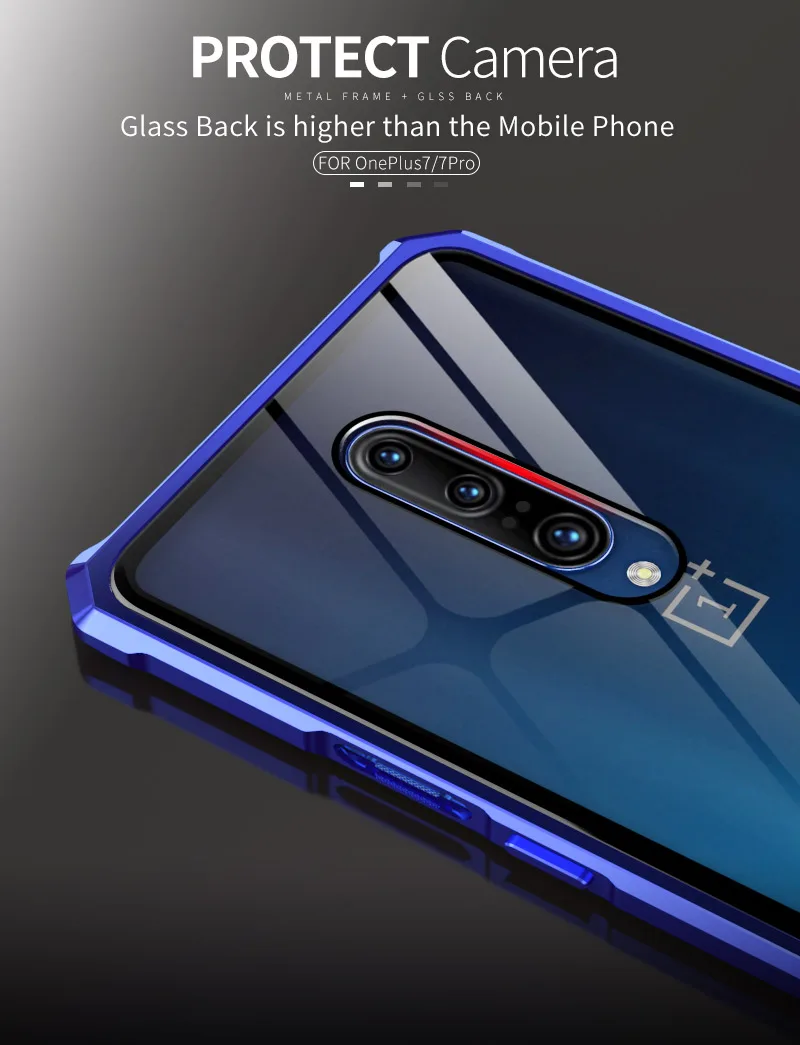 Броня металлический каркас чехол для Oneplus 7 Pro Чехол ударопрочный 9H закаленное стекло Жесткий Чехол для OnePlus 7 Pro 360 Полное стекло крышка Капа