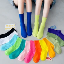  Spring and summer new socks children's fashion sports JK candy color middle tube socks combed cotton pure color fashionable sock 