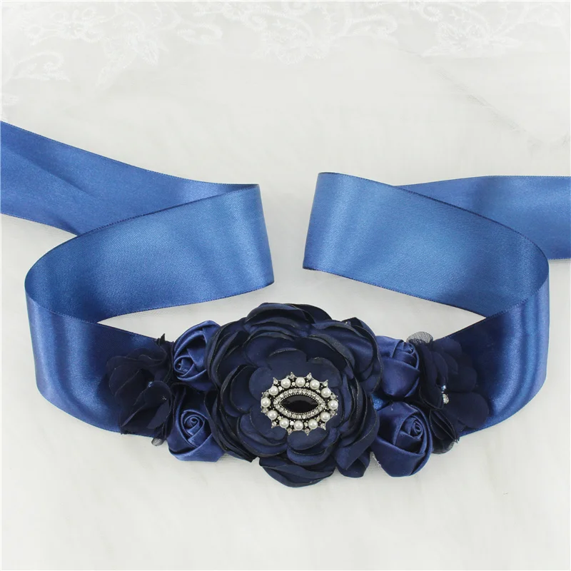Rhinestone Rose Flower Wedding Belts Girdles For Women Dress Female Accessories Bridesmaid Bridal Sequin Belt