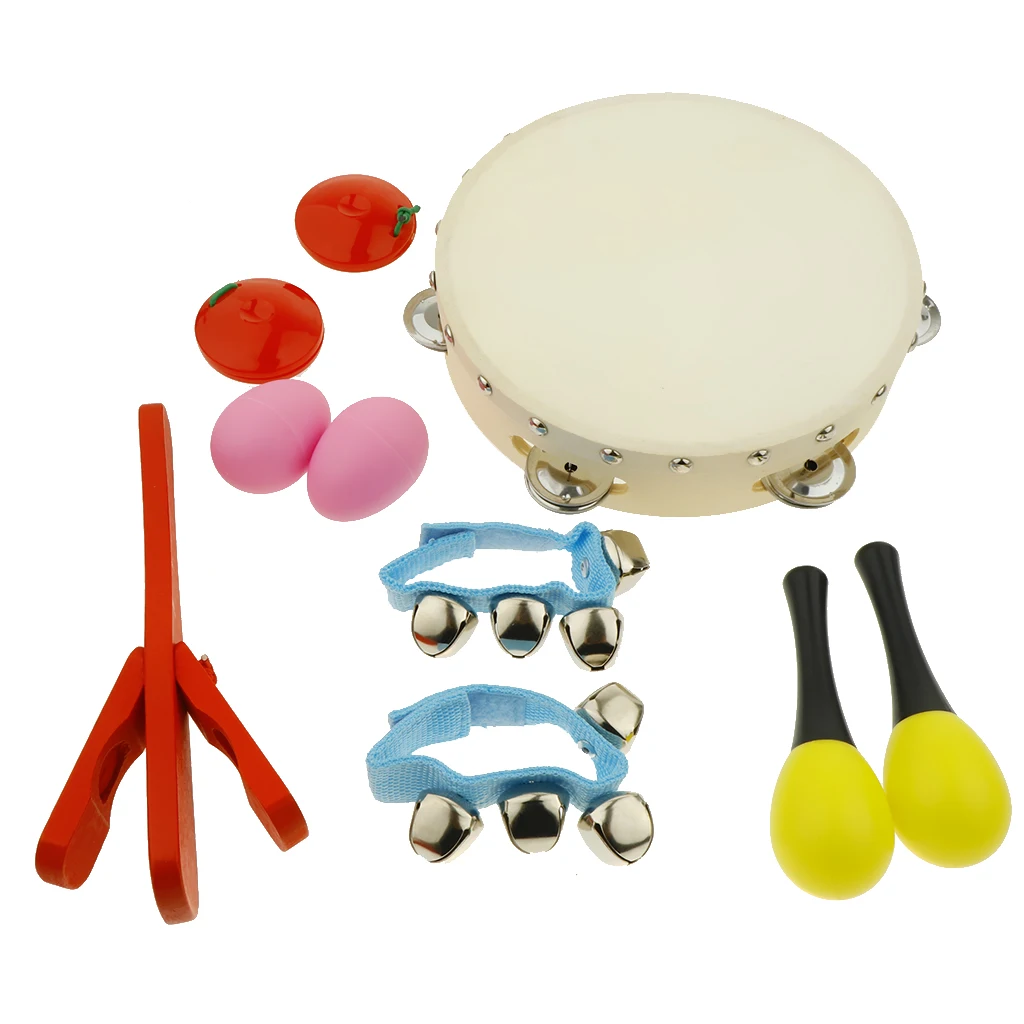 Musical Instruments Set with Xylophone, Maraca, Tambourine, Rattles for Kids Children Toddlers, 10 Pcs, 6 Types