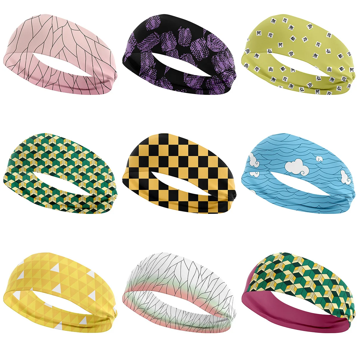 Anime Demon Slayer Headband Cosplay Elasticity Snood Washcloth Hairlace Head Hair Band