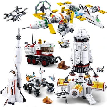 

Space Station Rocket Compatible Spaceship Space Shuttle Ship Figures Model Building Blocks Bricks Educational Kids toys