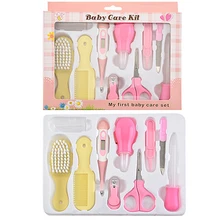 10 шт., Детский комплект для ухода за ребенком, термометр, безопасные маникюрные машинки для стрижки ногтей, расческа, расческа для волос, медицинский набор для новорожденных, инструменты