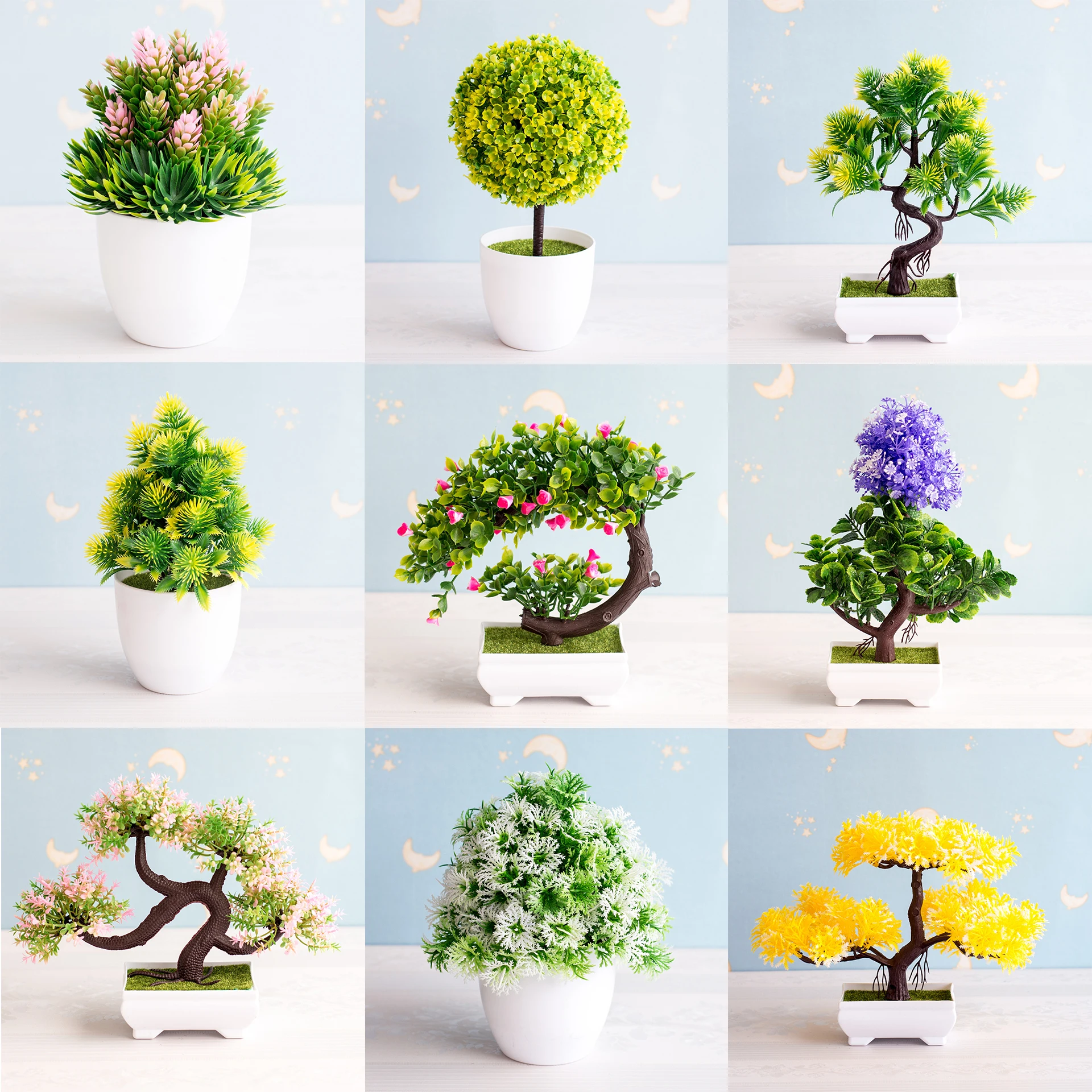 NEW Artificial Plants Bonsai Small Tree Pot Plants Fake Flowers Potted 
