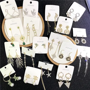 

30 Pairs/lot creative top quality women earrings jewelry fashion luxury zircon wedding earrings wholesale 201102-103