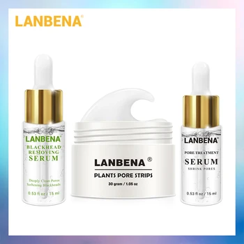 

LANBENA Blackhead Remover Mask+Pore Strip Essence Black Mask Peel Off Mask Peeling Acne Treatment Nose Mask Skin Care 3PCS