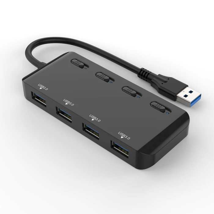 4 порта USB3.0 мульти концентратор разветвитель Кабель расширения ноутбук ПК адаптер с переключателем новое поступление