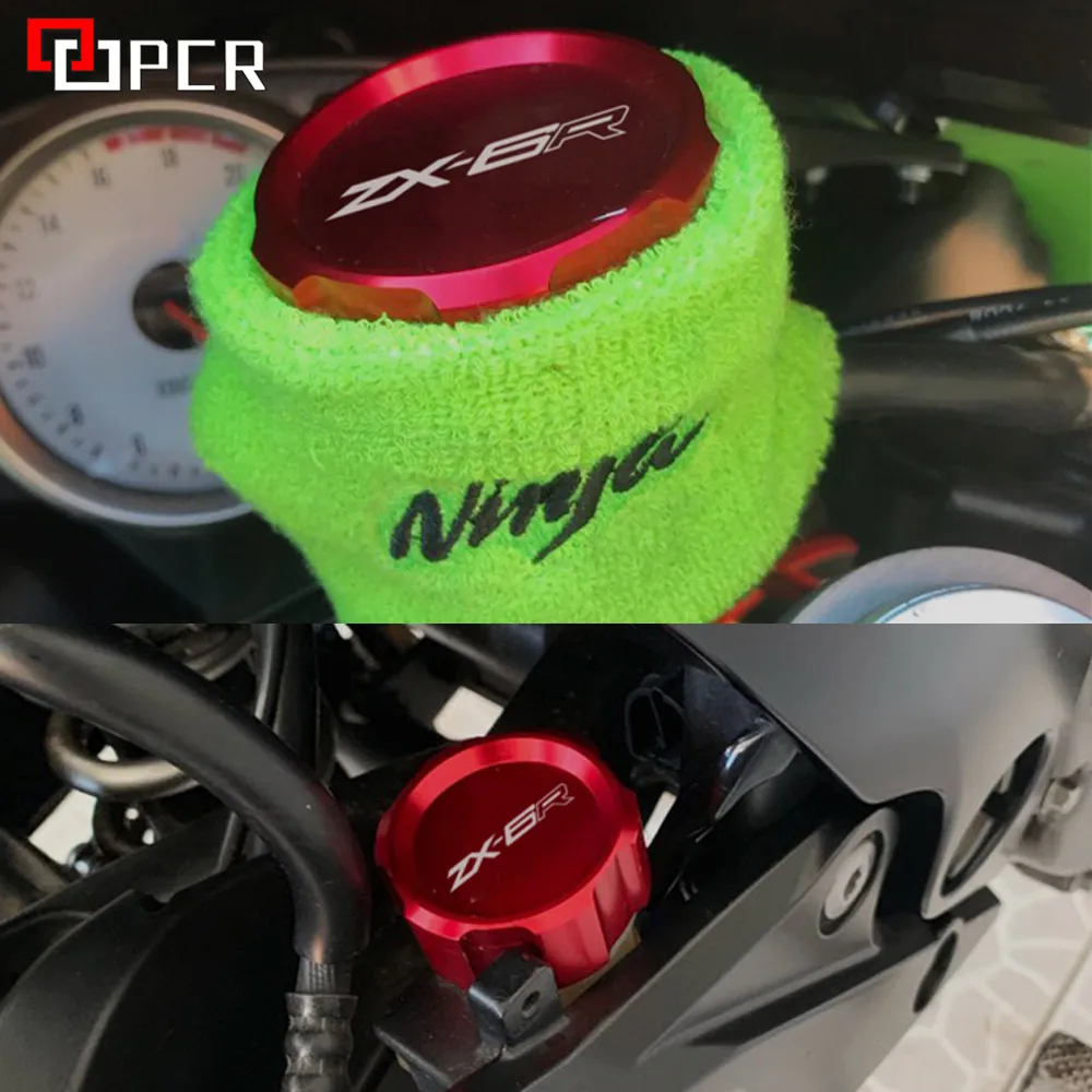 

Moto Accessories For Kawasaki ZX6R CNC Front Rear Brake Fluid Reservoir Cap Cover ZX-6R ZX 6R 2007-2015 2016