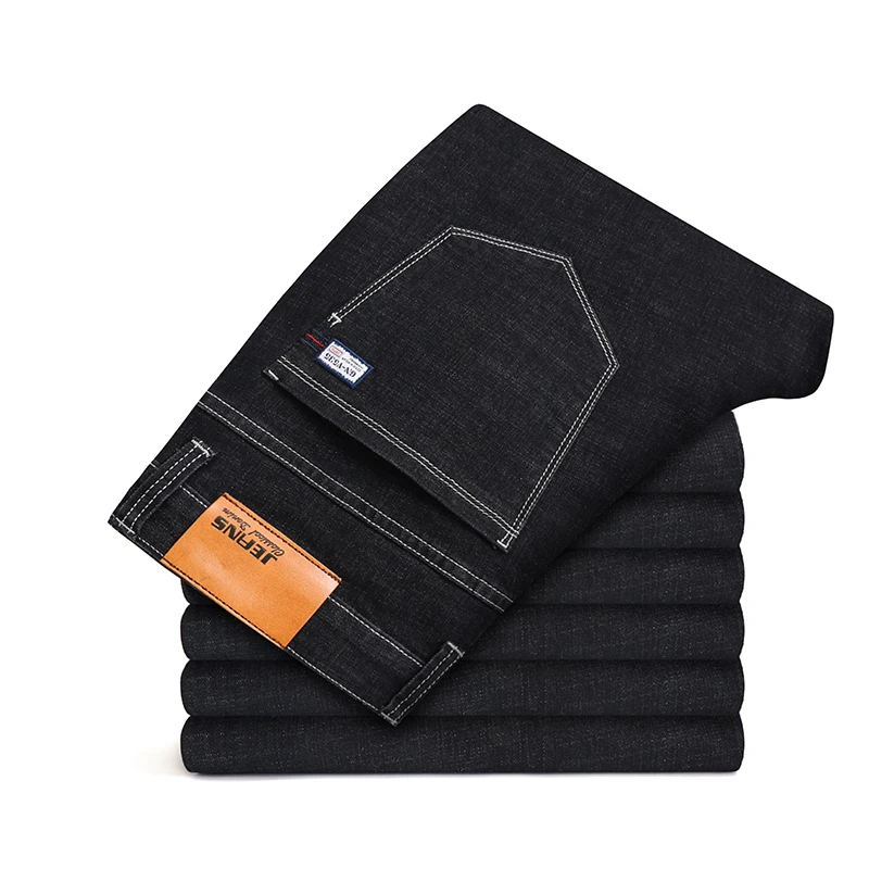 

Classic Style Men's Business Fashion Jeans Autumn Winter New Black Blue Thick Straight Stretch Denim Trousers Male Brand