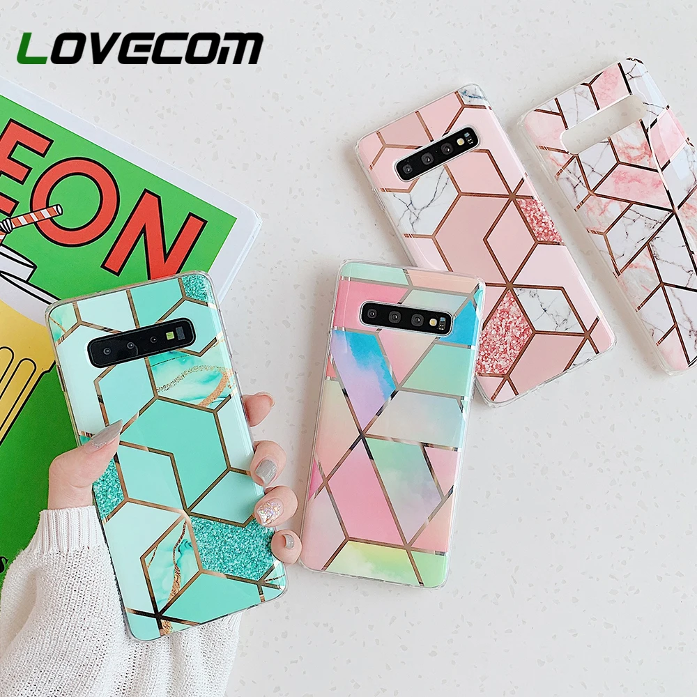 Чехол LOVECOM с геометрическим мрамором для телефона Samsung S20 Plus S8 S9 S10 Note 8 9 10 Pro мягкий