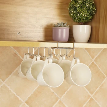 

10 Hooks Stainless Steel Wardrobe Hanger Coffee Mug Cup Hanging Holder Drainer