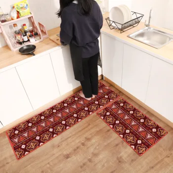 

Geometric print PVC Easy To Scrub Corridor Floor Mat Non-slip Oil-proof Kitchen Mat Modern Kitchen Carpet Home Entrance Doormat
