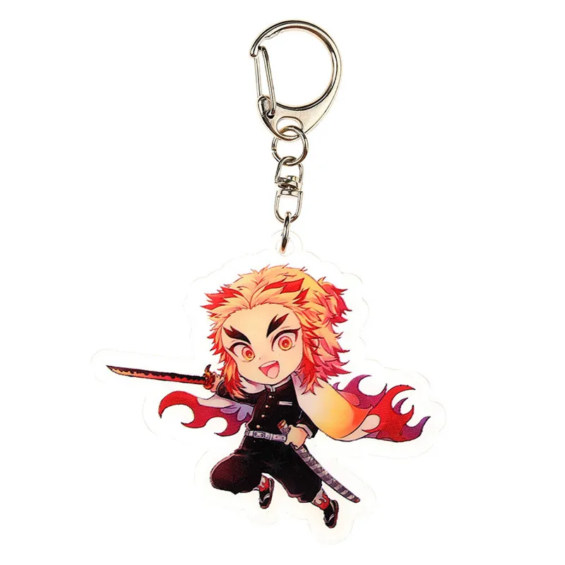 Аниме брелок демон убийца: Kimetsu без Yaiba Chibi брелок мультфильм акриловые подвески аксессуары Подарки для вентиляторов - Цвет: E