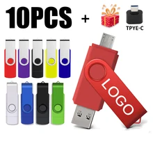10PCS/lot Free Custom LOGO OTG 2.0 USB Flash Drive 8GB 16GB 32GB 64GB USB Stick Pen Drive 1GB 2GB4GB Pendrive for Smart Phone/PC