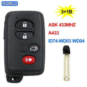 

3+1/4 Button Smart Remote Key ASK433MHz-A433-ID74-WD03 WD04 for Toyota Camry Yaris RV4 Reiz Vios 2008-2013 + TOY48 Emergency Key