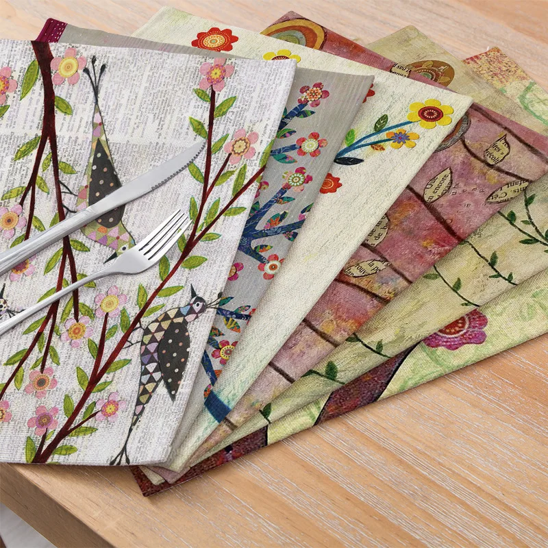 

Hot Floral Printed Square Placemat Placemat For Dining Table Table Placemats Table Mat Tea Party Decorations Linen