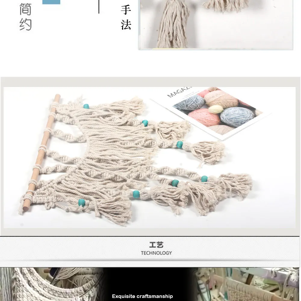 Cross Border for New Style Cotton Rope Weaving Tapestry Living Room Decorative Wall Hangings Simple Nordic Decoration MS7328