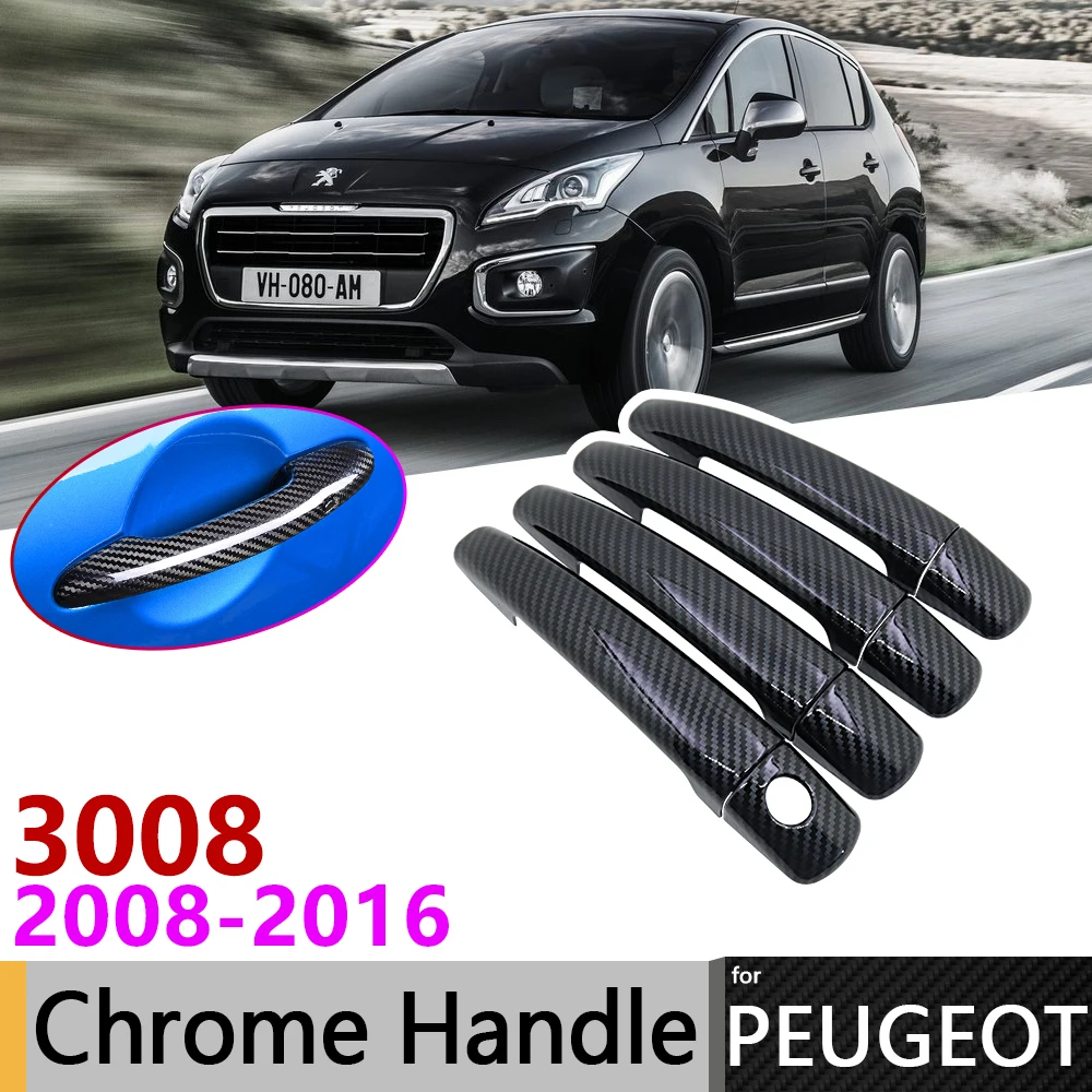 Черная накладка на дверную ручку из углеродного волокна для peugeot 3008 2008 ~ 2016 2009 2010