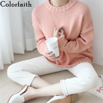 

Colorfaith New 2019 Autumn Winter Women's Sweaters Minimalist Fashionable Korean Style Knitting Casual Solid Loose Tops SW2942