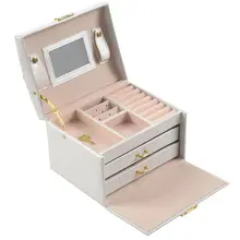 Большая шкатулка для ювелирных изделий, туалетный сундук, браслет из застежек, органайзер для колец