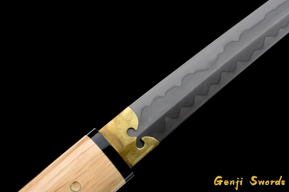 Handmade Short Katana Japanese Tanto Double Edge Samurai Sword Sharp Blade 1095 High Carbon Steel Clay-Tempered